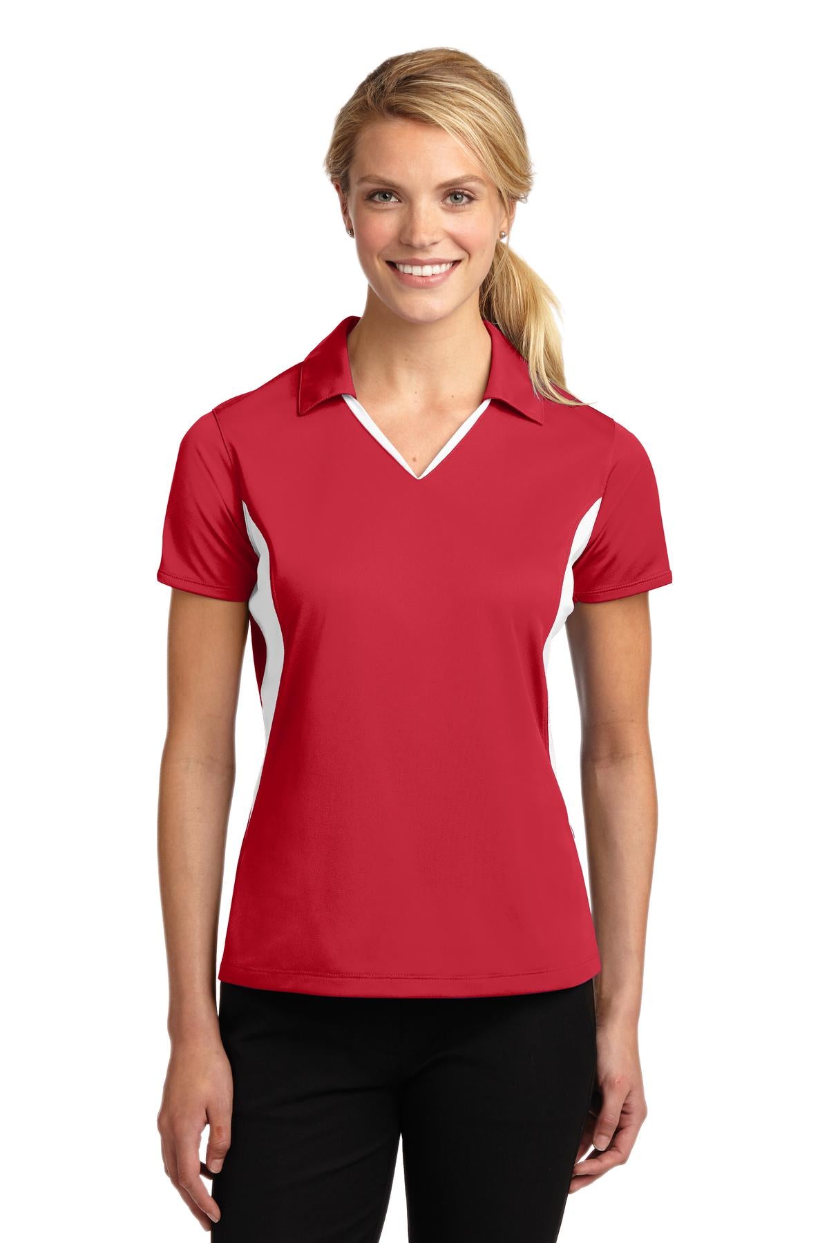Sport-Tek® Womens Side Blocked Micropique Sport-Wick Polo Moisture Wicking Athletic Shirt