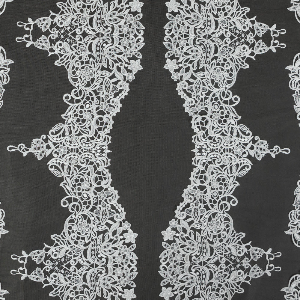 Embroidered Lace - Off-White Floral on Nude