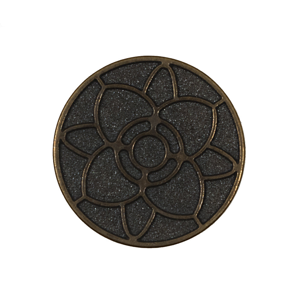 Italian Antique Gold Floral Metal Shank Back Button - 40L/25.5mm