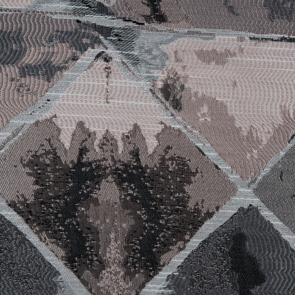 Pink, Silver and Black Abstract Diamond Brocade