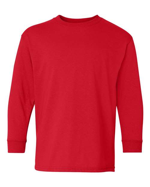 12 Pack Gildan® Youth Heavy Cotton Crew Neck Long Sleeve T-Shirt