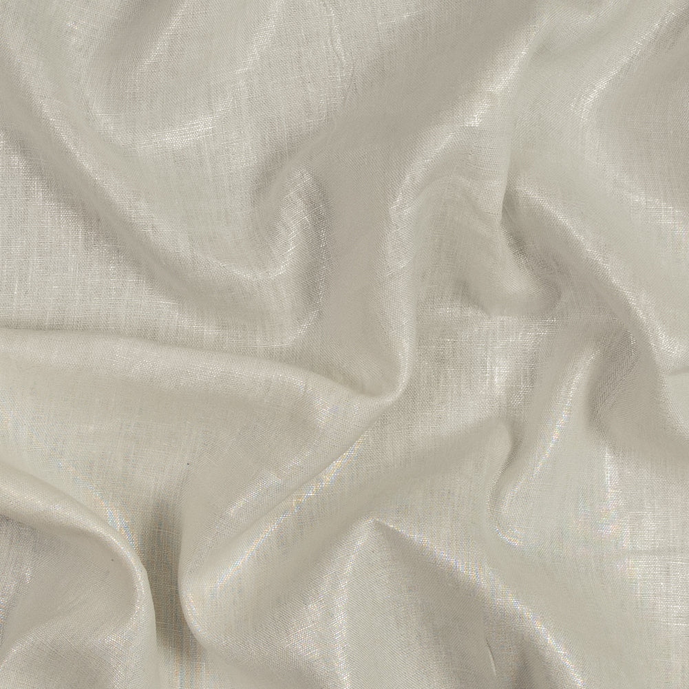 Medium Weight Linen Woven with Metallic Foiling - Ivory and Silver - Bianca Collection