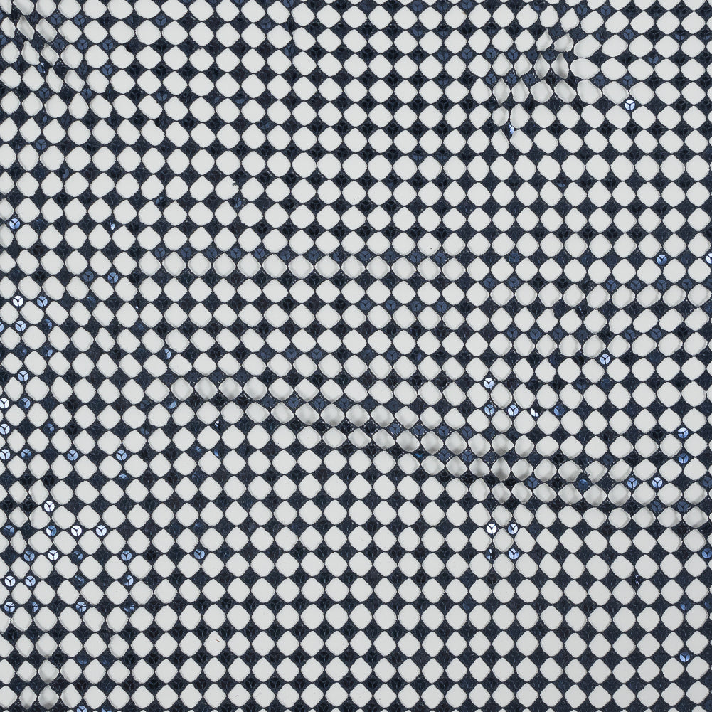 Guipure Lace with Sequins - Navy Geometric
