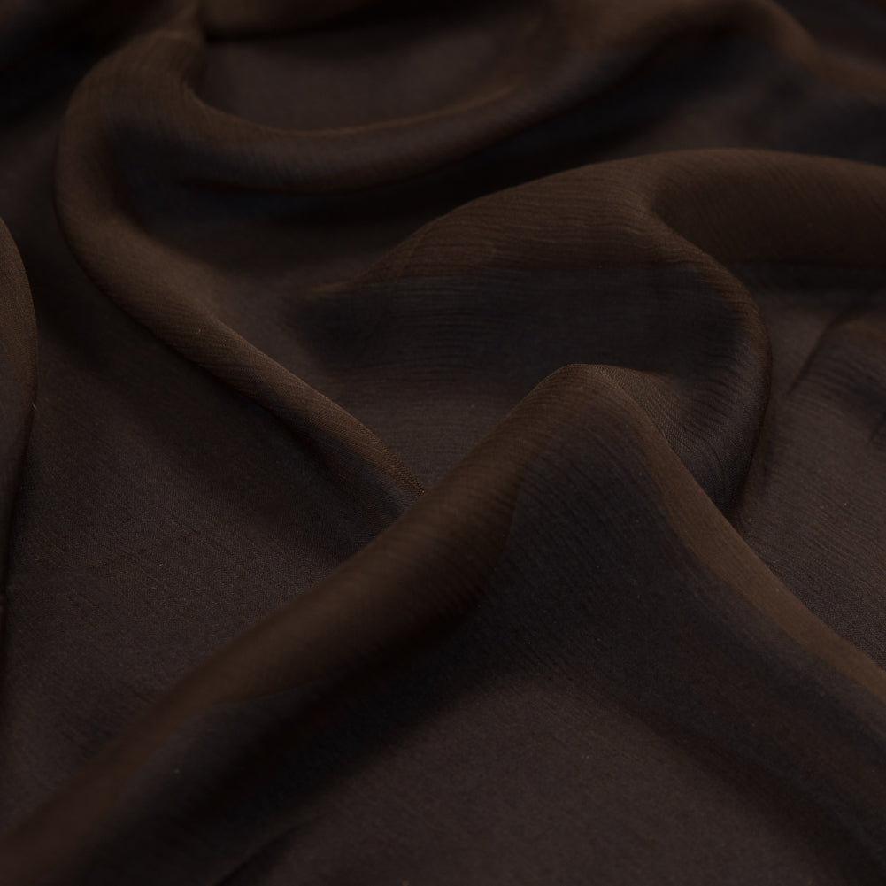Chocolate Crinkled Silk Chiffon