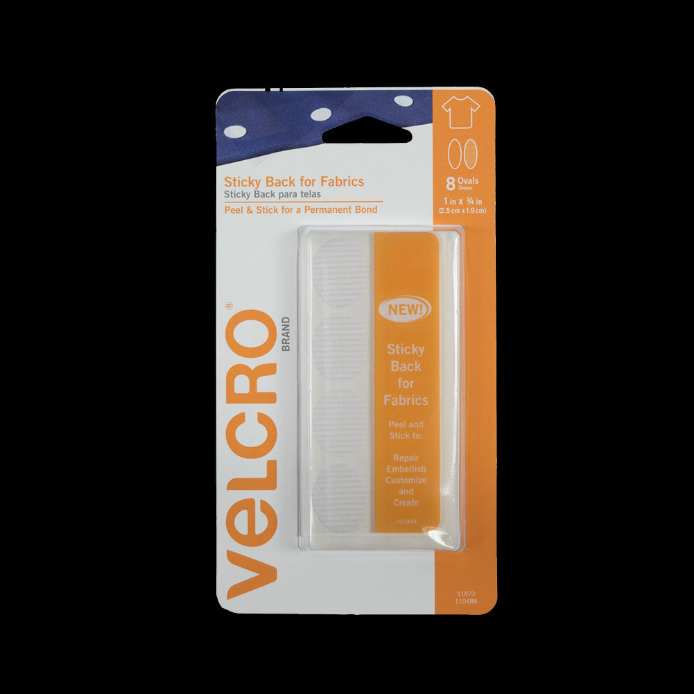 Oval White Sticky Back VELCRO® Tape - 8 Sets