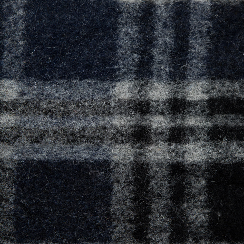 Wool Knit - Navy and White Plaid - Designer Deadstock