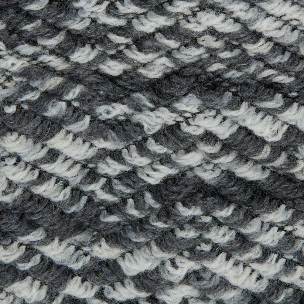 Wool Knit with Zig Zag Loops - Gray and White - Designer Deadstock