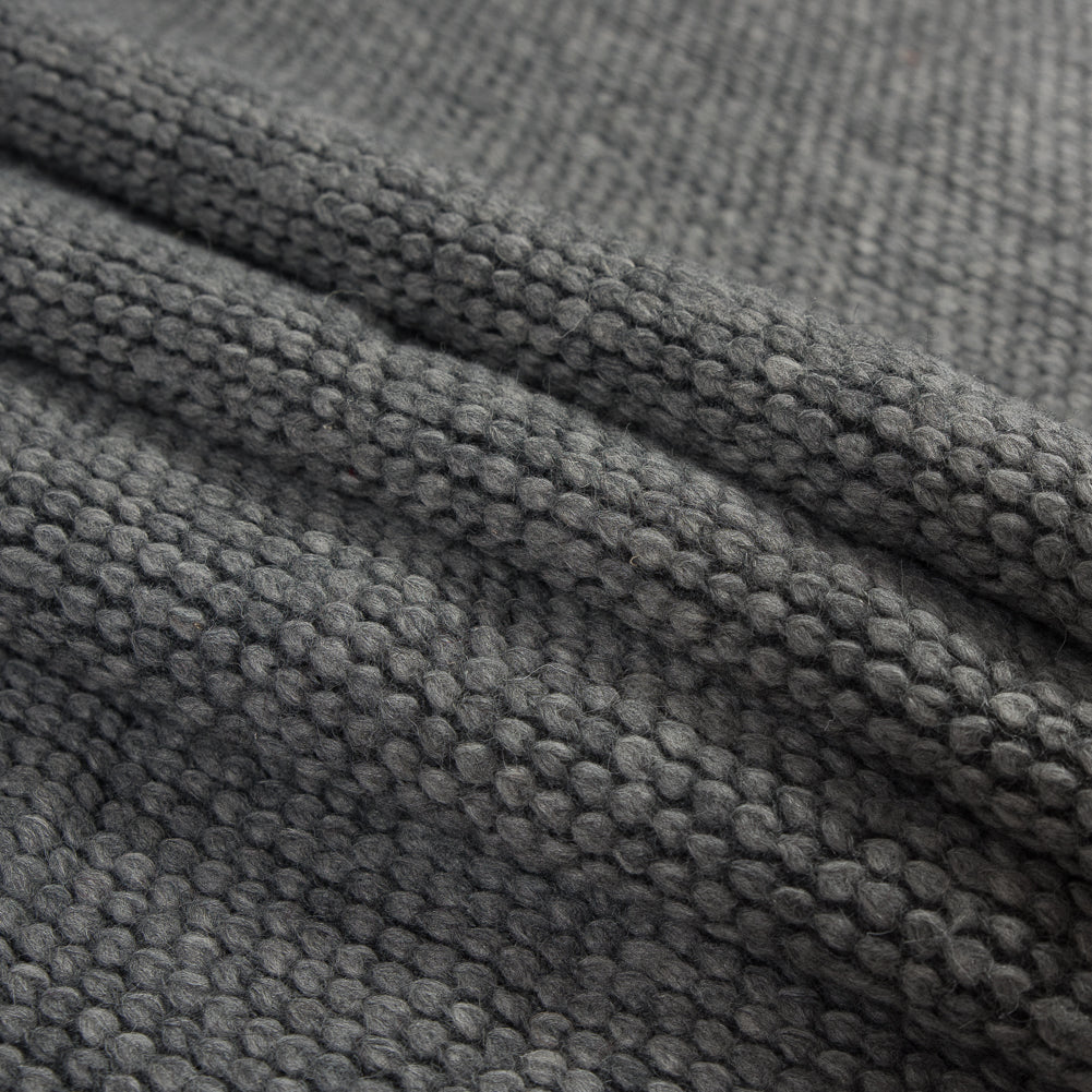 Chunky Wool Knit with Brushed Back - Gray - Designer Deadstock