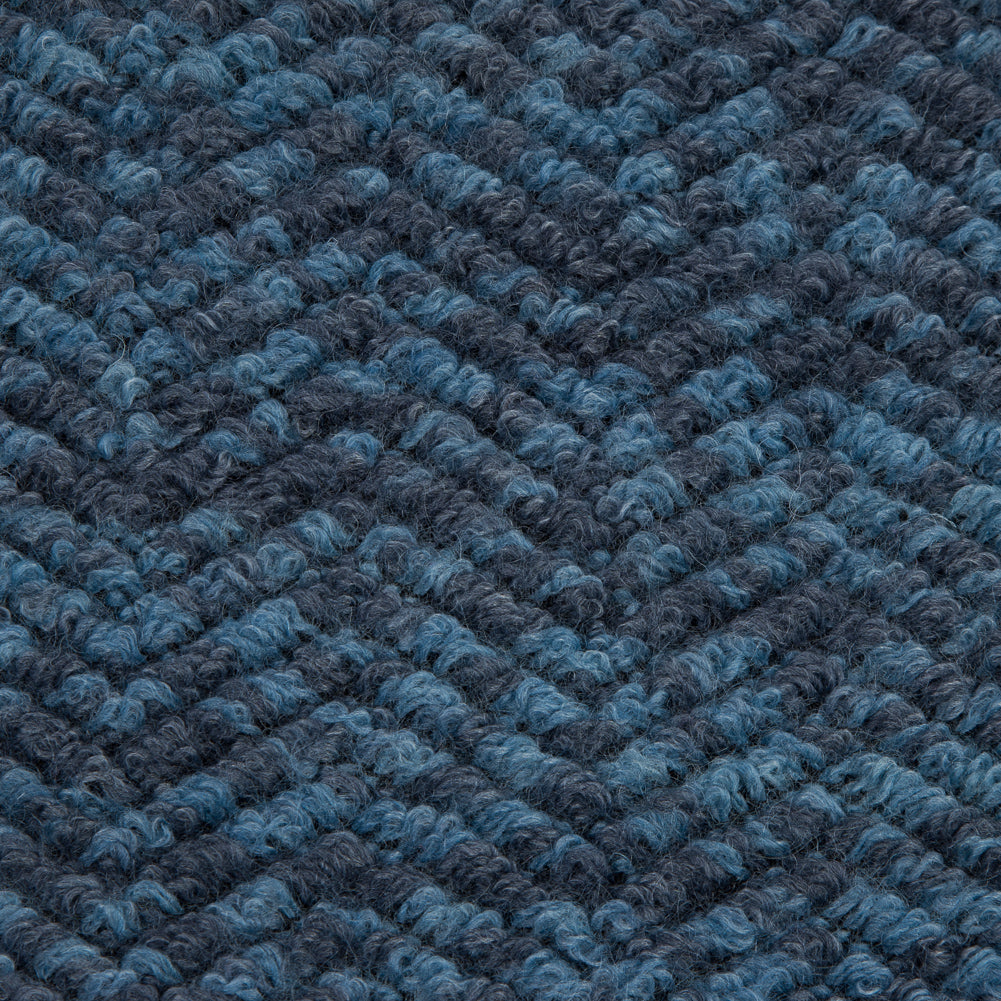 Wool Knit with Zig Zag Loops - Blue Marbled - Designer Deadstock