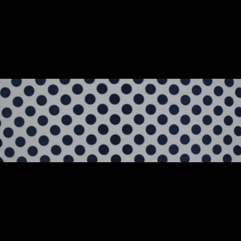 Blue and White Circle Jacquard Mesh