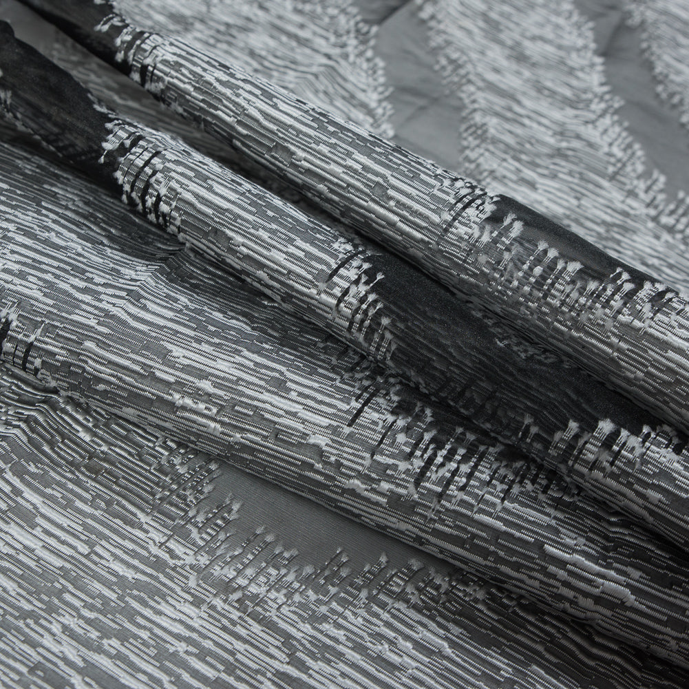 Organza Burnout Jacquard - Silver Chevron