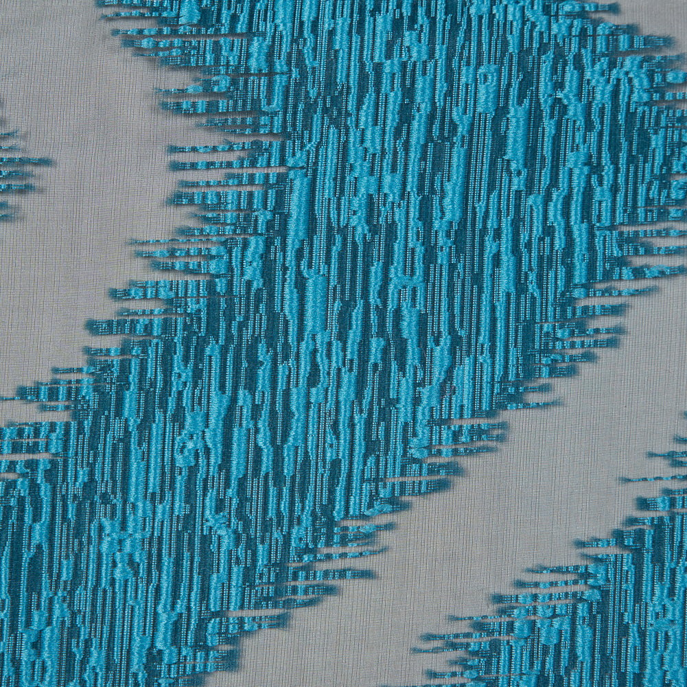 Organza Burnout Jacquard - Blue Chevron