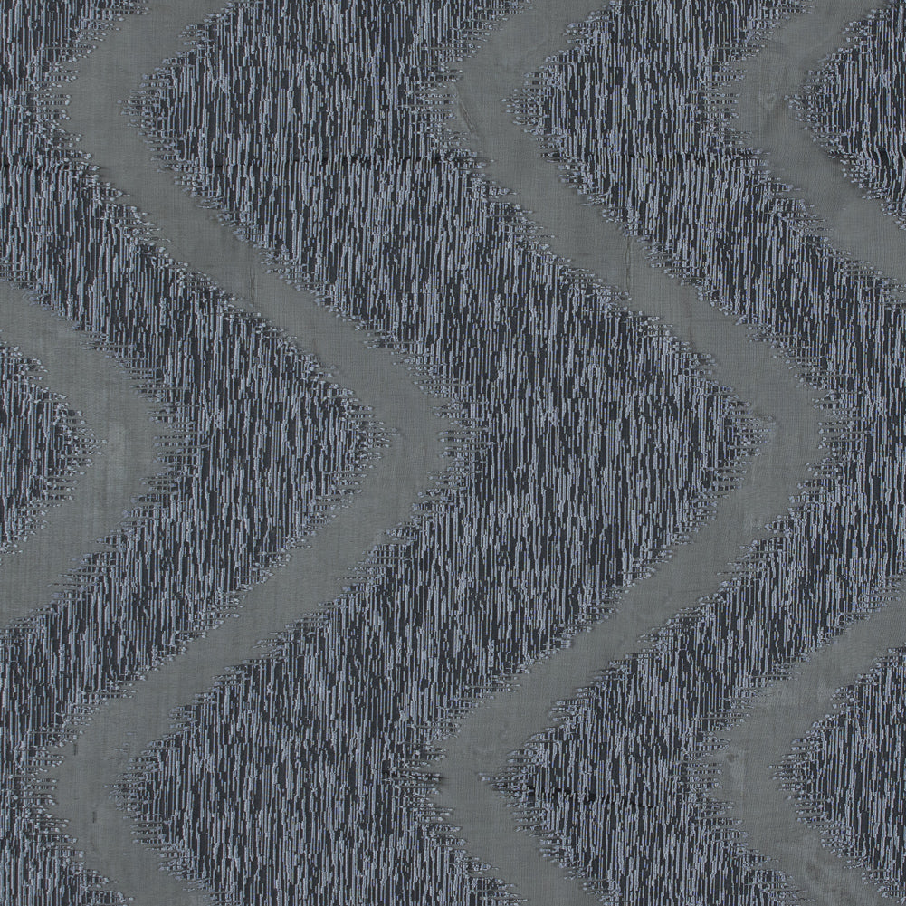 Organza Burnout Jacquard - Gray Chevron