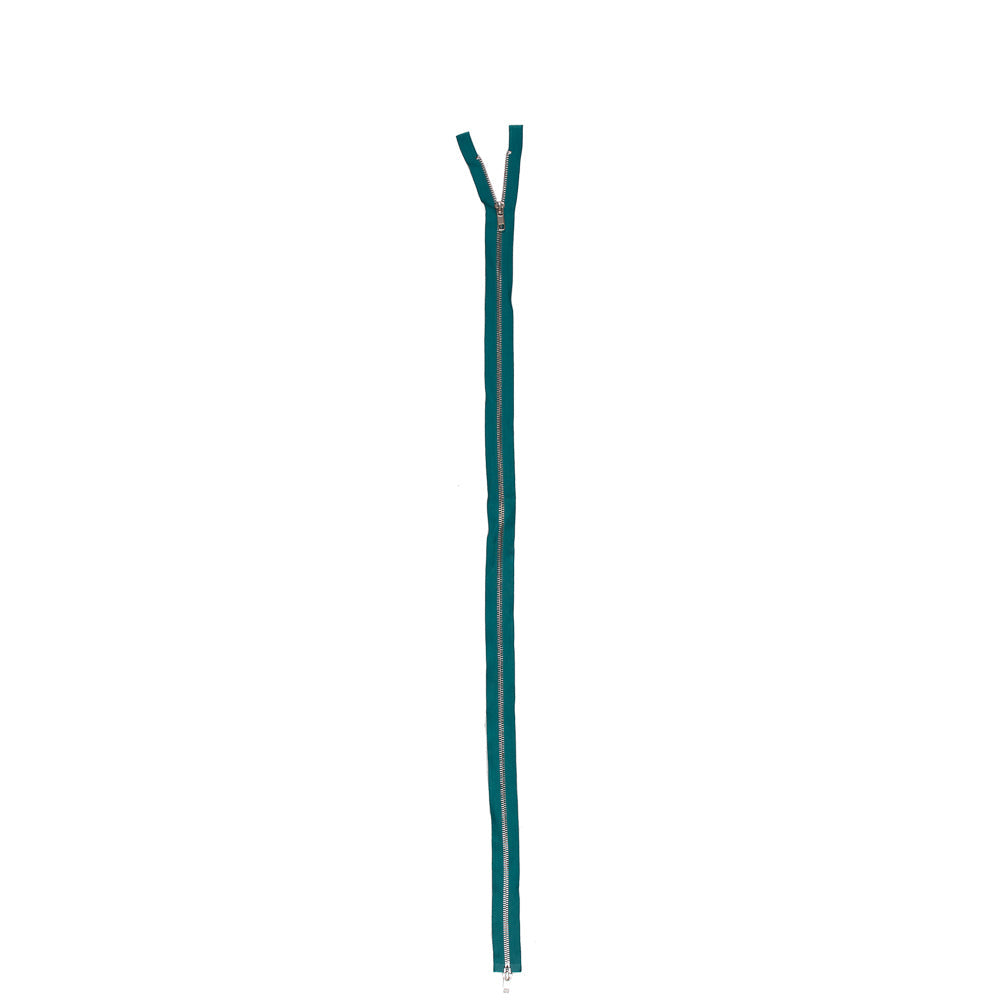 Jade and Silver Metal Two-Way Zipper - 36"