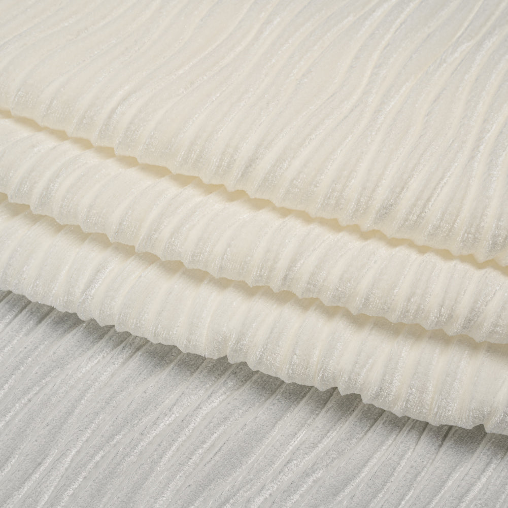 Wavy Crinkled Velour - Vanilla Ice - Yvonne Collection