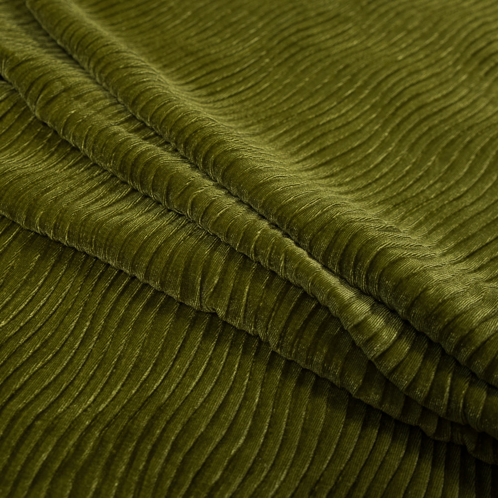 Wavy Crinkled Velour - Woodbine Green - Yvonne Collection