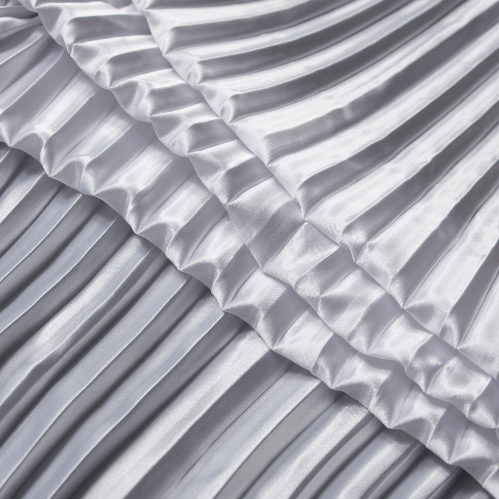 Pleated Stretch Satin - White - Andreas Collection