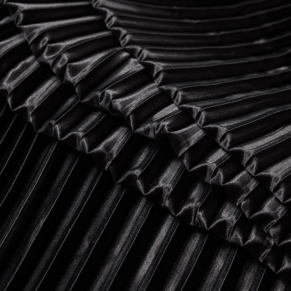 Pleated Stretch Satin - Black - Andreas Collection