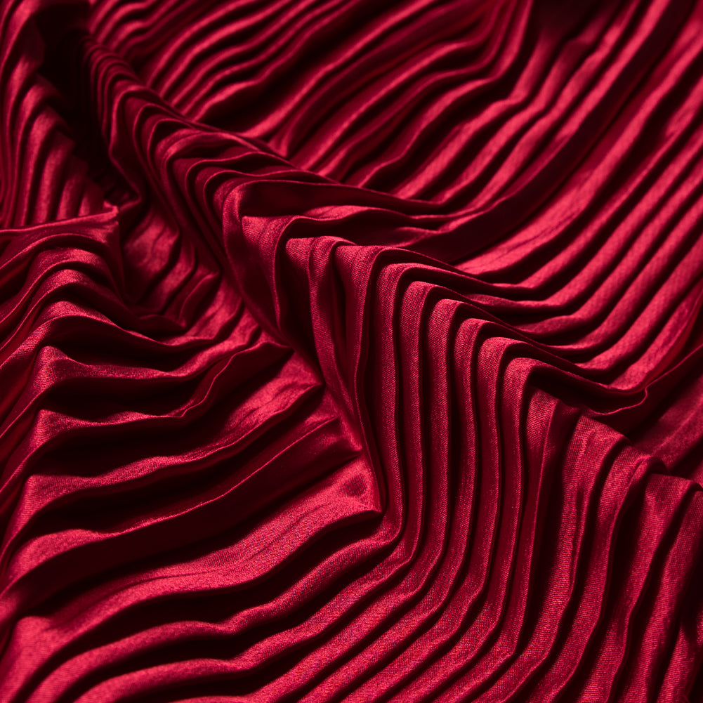 Pleated Stretch Satin - Red - Andreas Collection