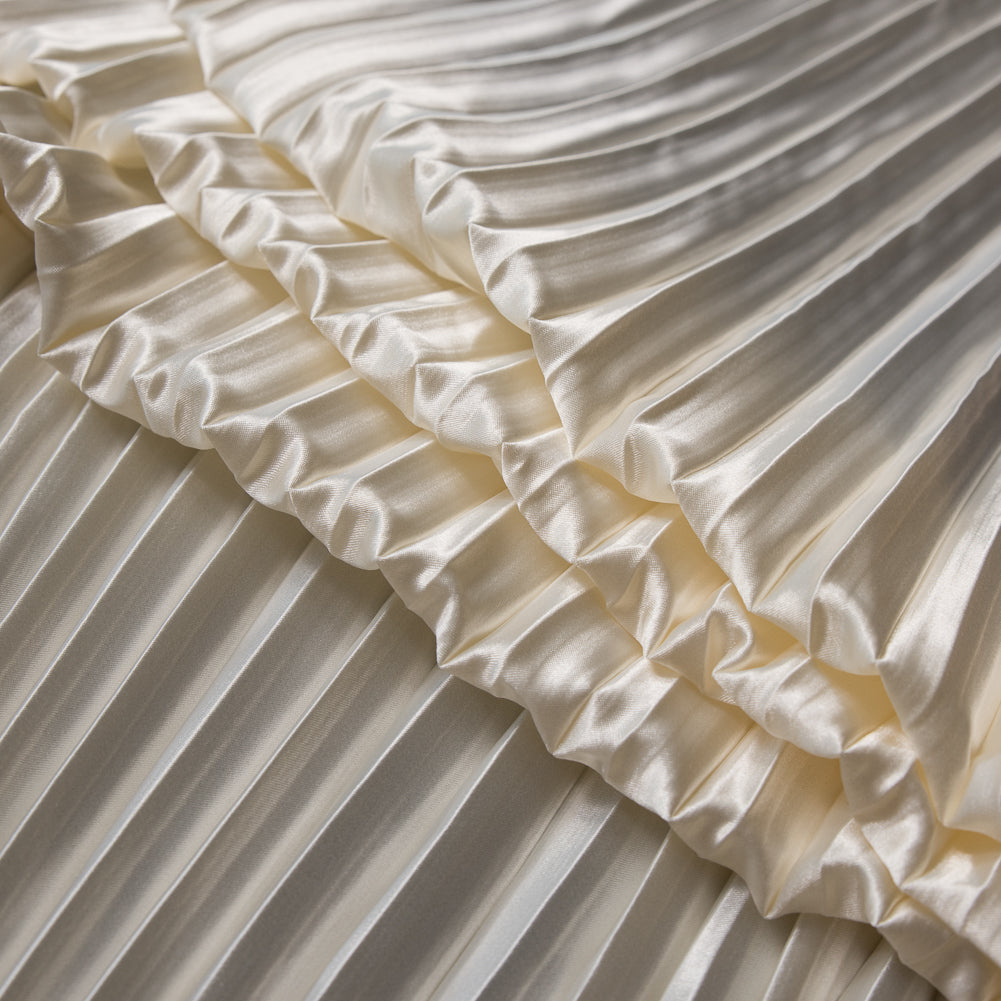 Pleated Stretch Satin - Cream - Andreas Collection