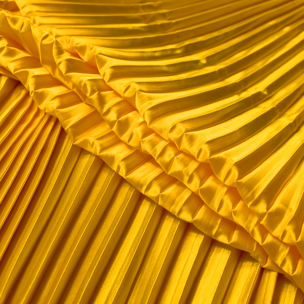 Pleated Stretch Satin - Gamboge - Andreas Collection