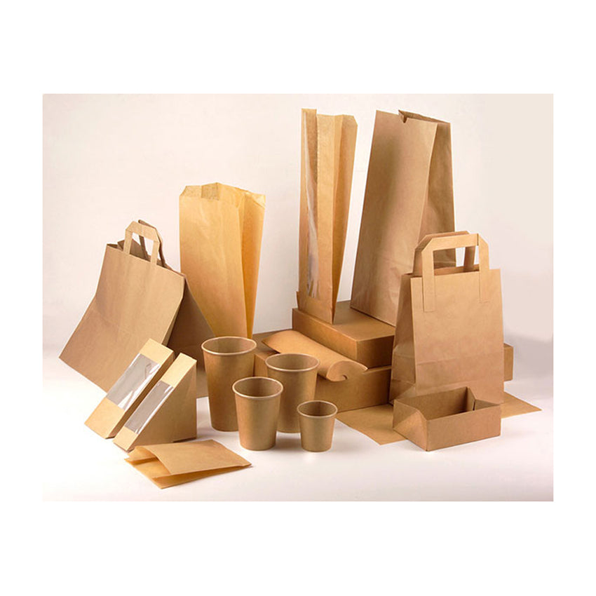 Packnwood Brown Kraft Bag with Window, 8.7" x 4.7" x 2", Case of 1000