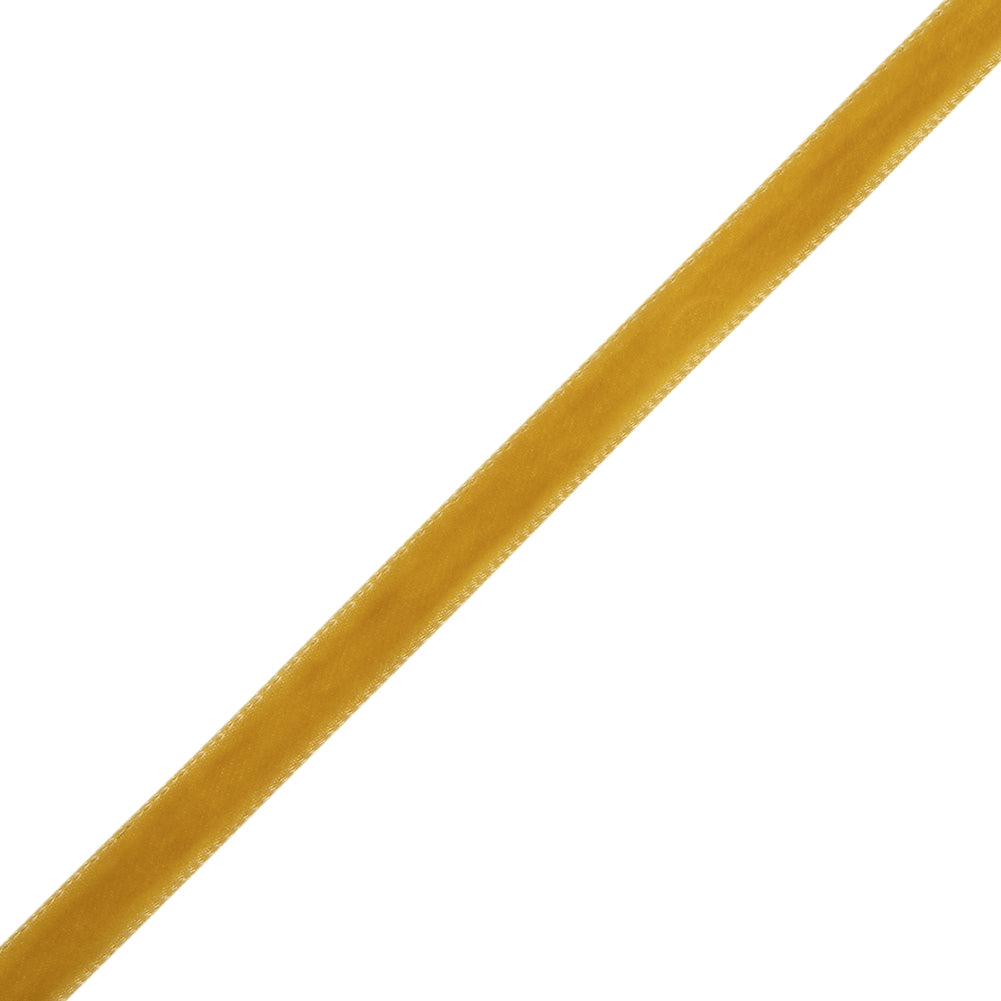 Single Faced Velvet Ribbon Made in Italy - 1/4" - Old Gold - Sabine Collection