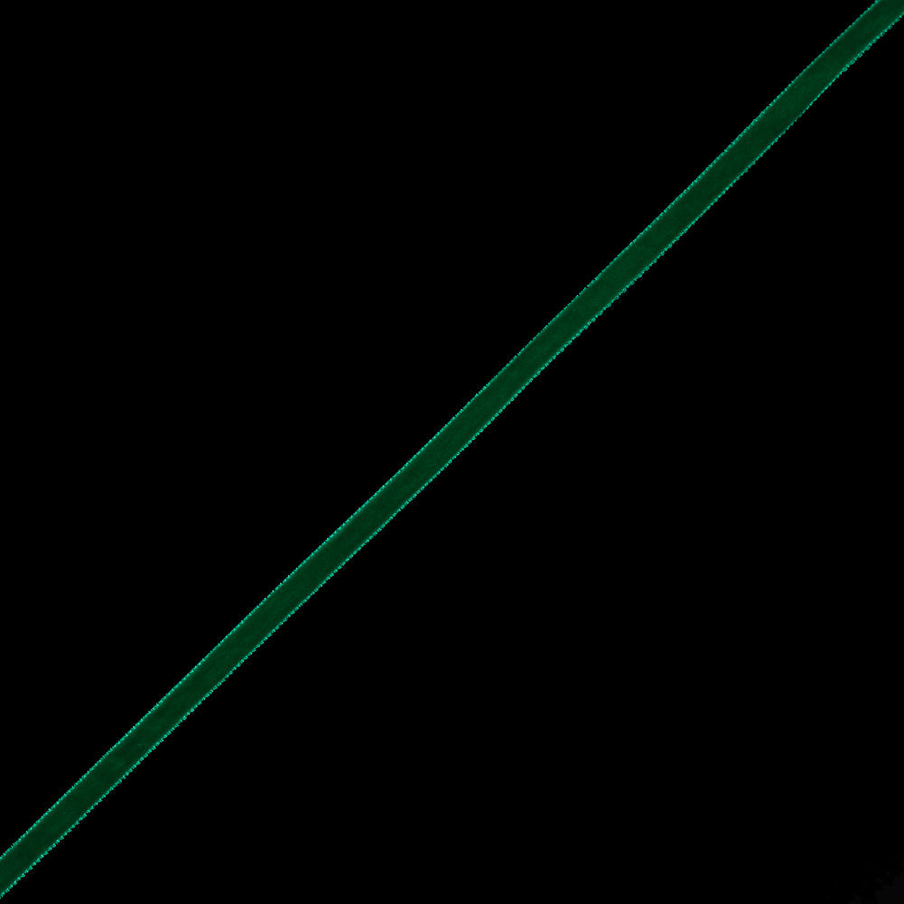 Single Faced Velvet Ribbon Made in Italy - 1/4" - Emerald - Sabine Collection