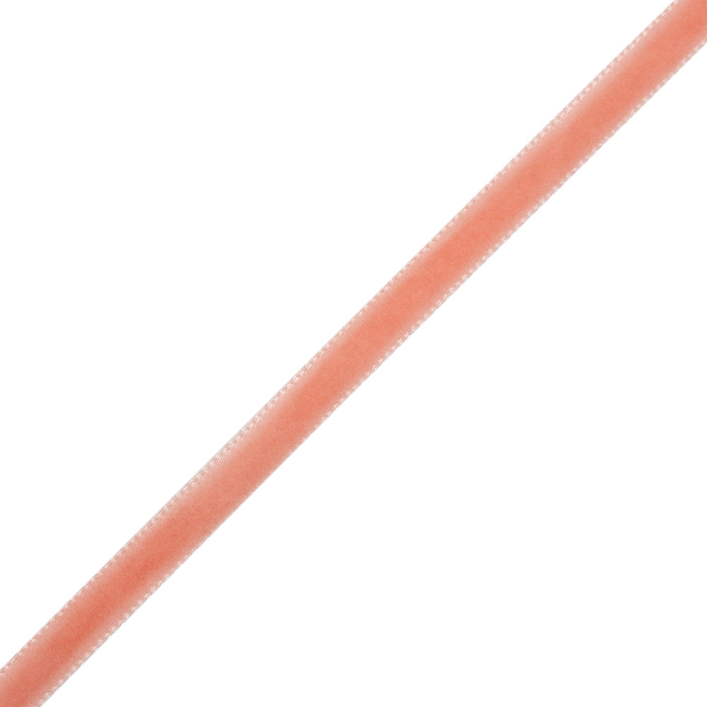 Single Faced Velvet Ribbon Made in Italy - 1/4" - Coral - Sabine Collection