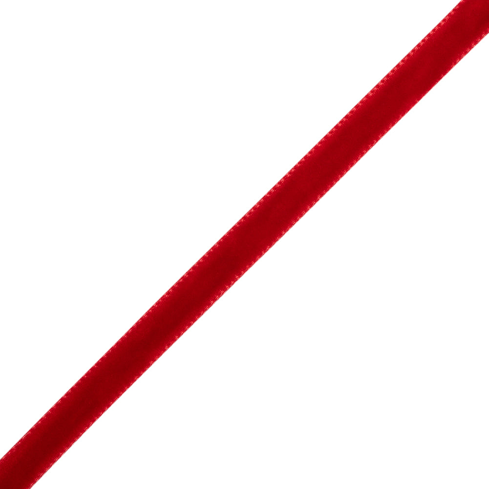 Single Faced Velvet Ribbon Made in Italy - 1/4" - Rouge Red - Sabine Collection