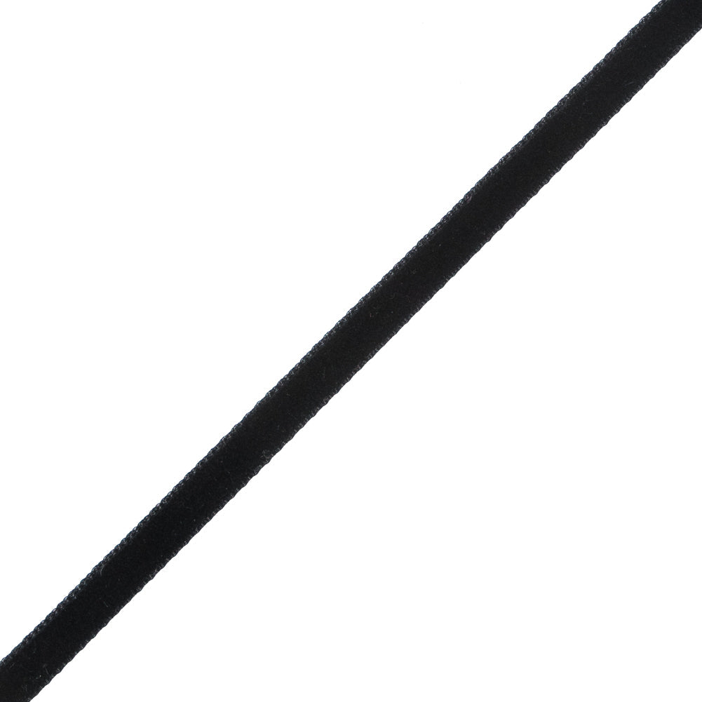 Single Faced Velvet Ribbon Made in Italy - 1/4" - Black - Sabine Collection