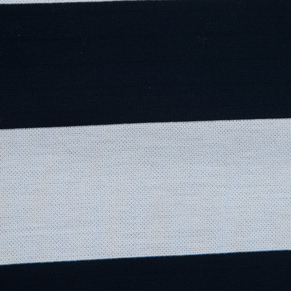 Navy and White Awning Striped Knit Pique