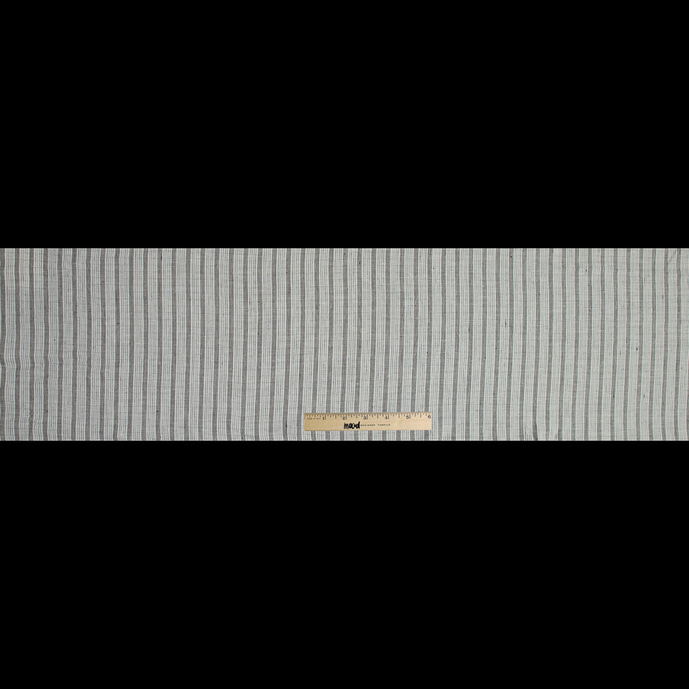 Pale Beige and Black Striped Linen Woven