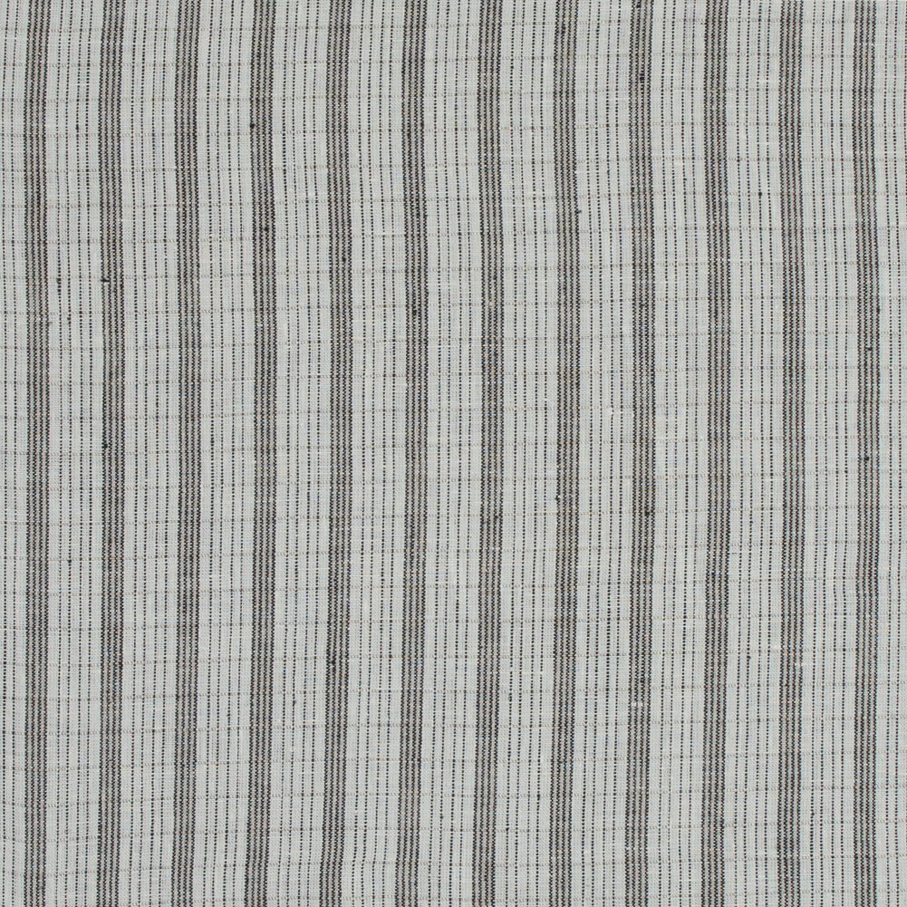 Pale Beige and Black Striped Linen Woven
