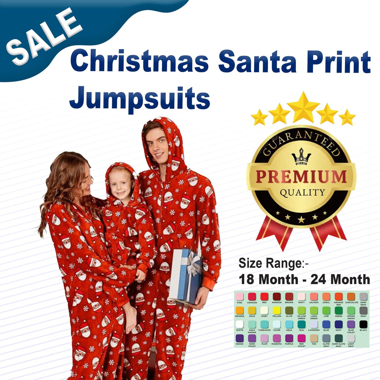 Christmas Santa Print Jumpsuits