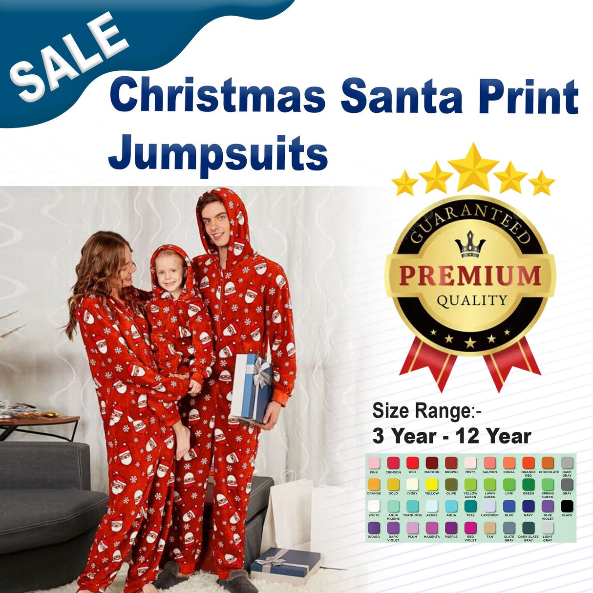Christmas Santa Print Jumpsuits