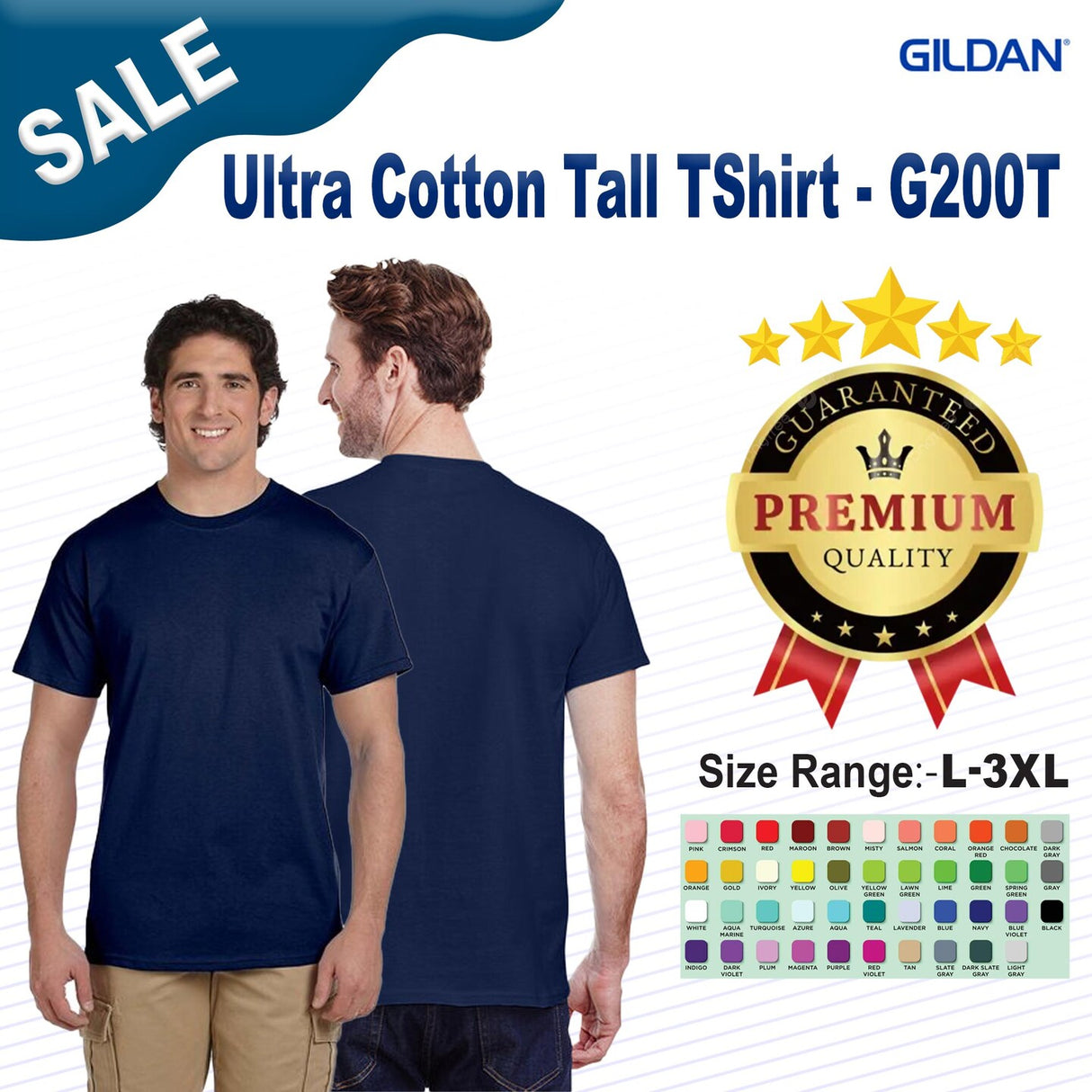 Gildan® Ultra Cotton Tall Crewneck Short Sleeve T-Shirt