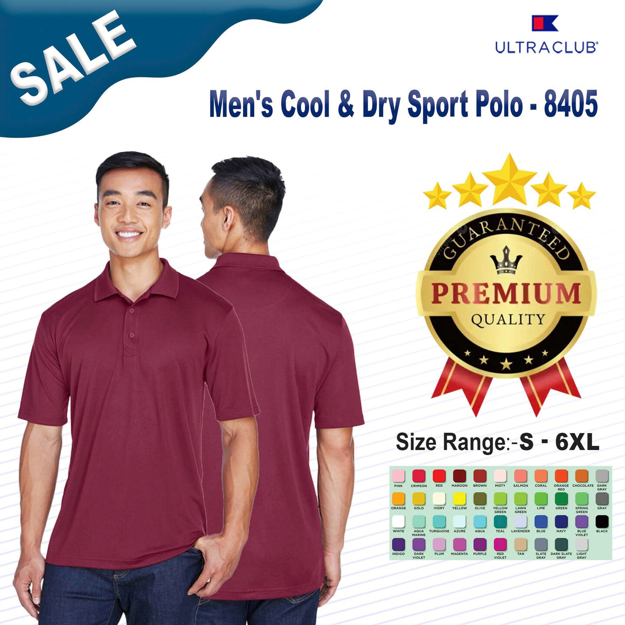 UltraClub® Men's Cool & Dry Sport Polo
