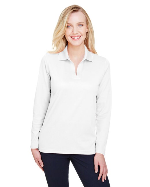 Devon & Jones® CrownLux Performance Ladies' Plaited Long Sleeve Polo