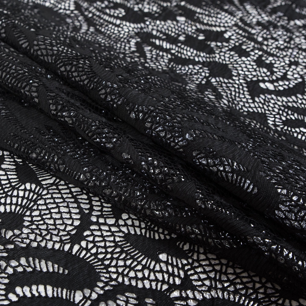 Italian Black Laminated Crochet Lace