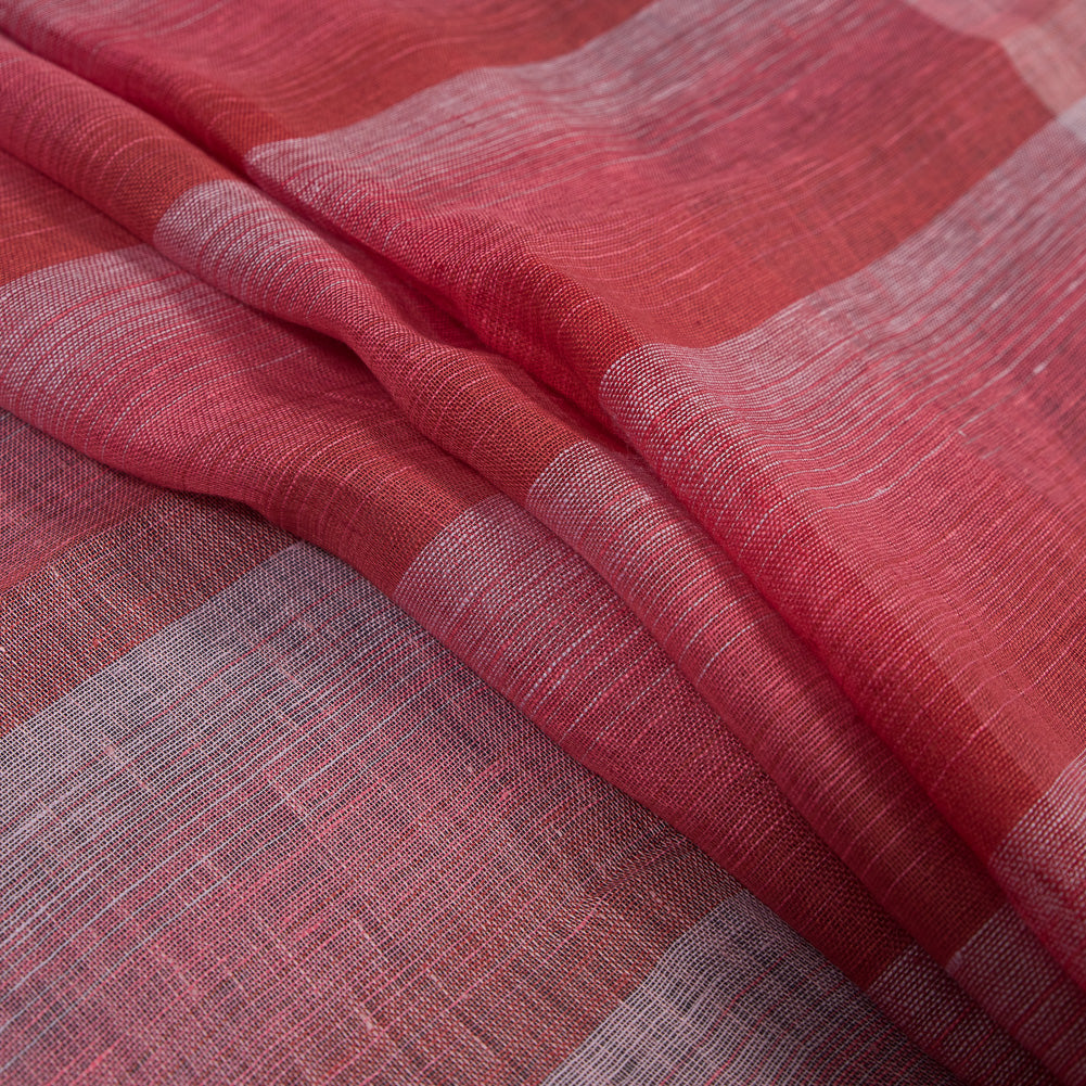Italian Red, Pink and White Plaid Linen Scrim