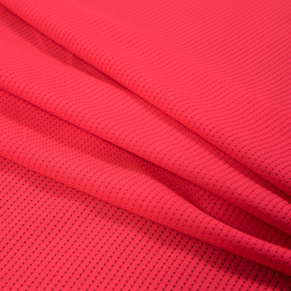 Neon Coral Textural Polyester Stretch Knit