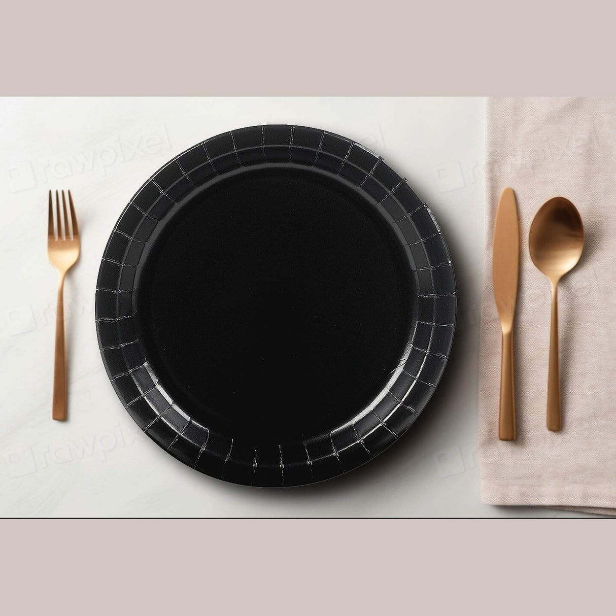 24 Count Solid Color Black Round Paper Dessert Plates 7 Inch Disposable Party Tableware