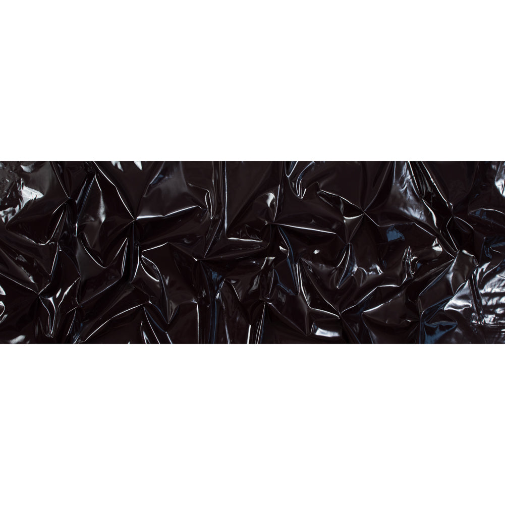 Faux Patent Leather with Black Knit Backing - Fudge