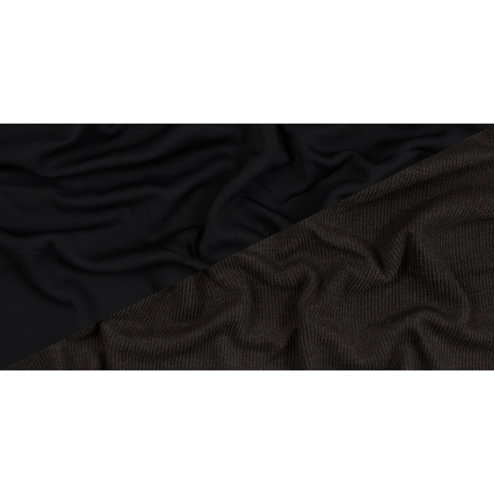 Brown Wool Ribbed Knit with Black Scuba Backing