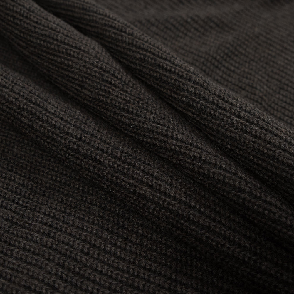 Brown Wool Ribbed Knit with Black Scuba Backing