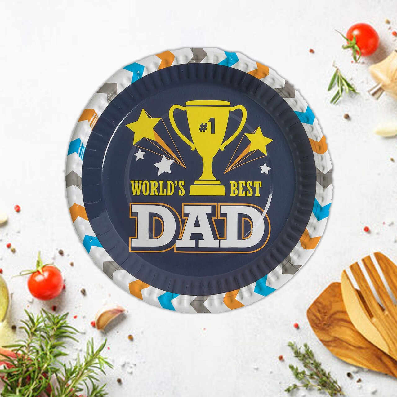 8 Ct. World’s Best Dad Father’s Day Paper Dinner Plates 9" Trophy Design Tableware