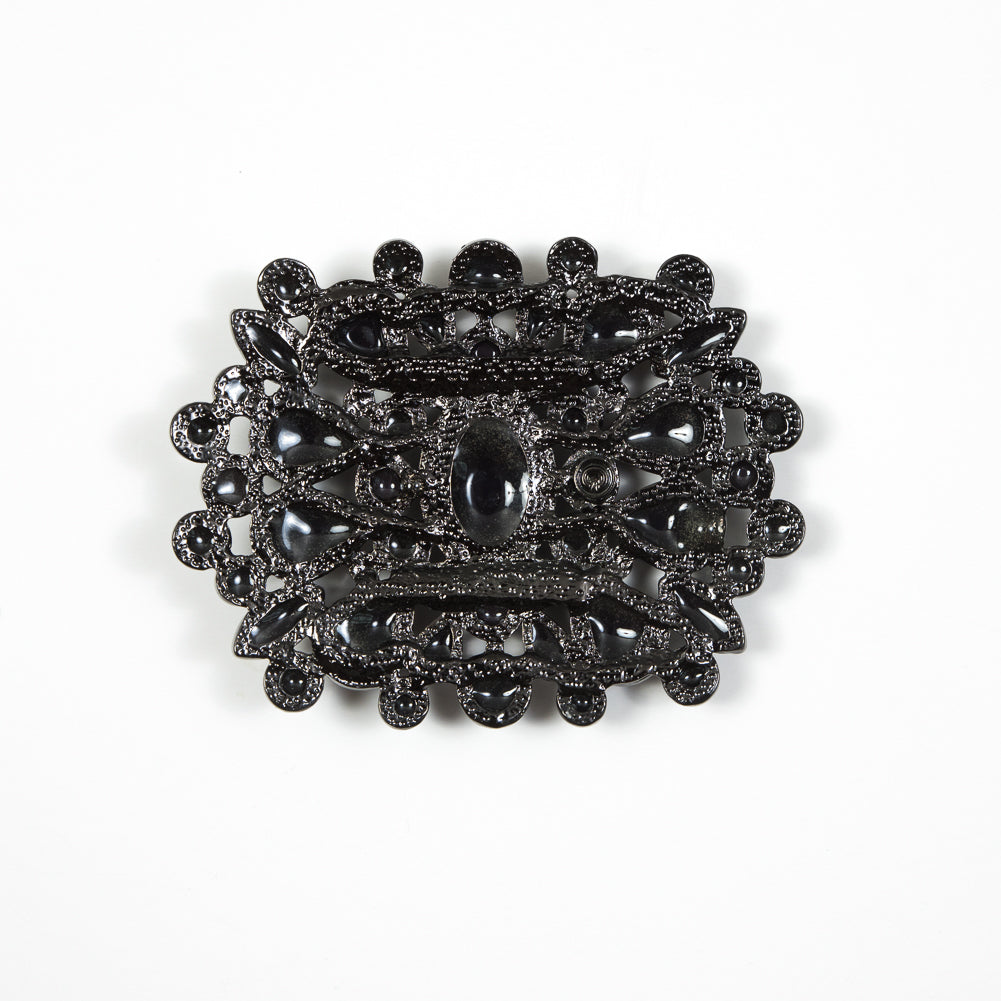 Gunmetal and Blue Fancy Metal Applique - 3" x 4"