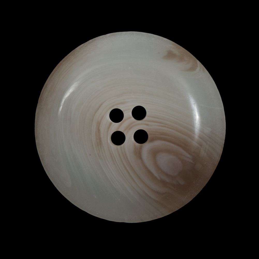 Brown and Ivory Swirled Plastic 4-Hole Button - 44L/28mm