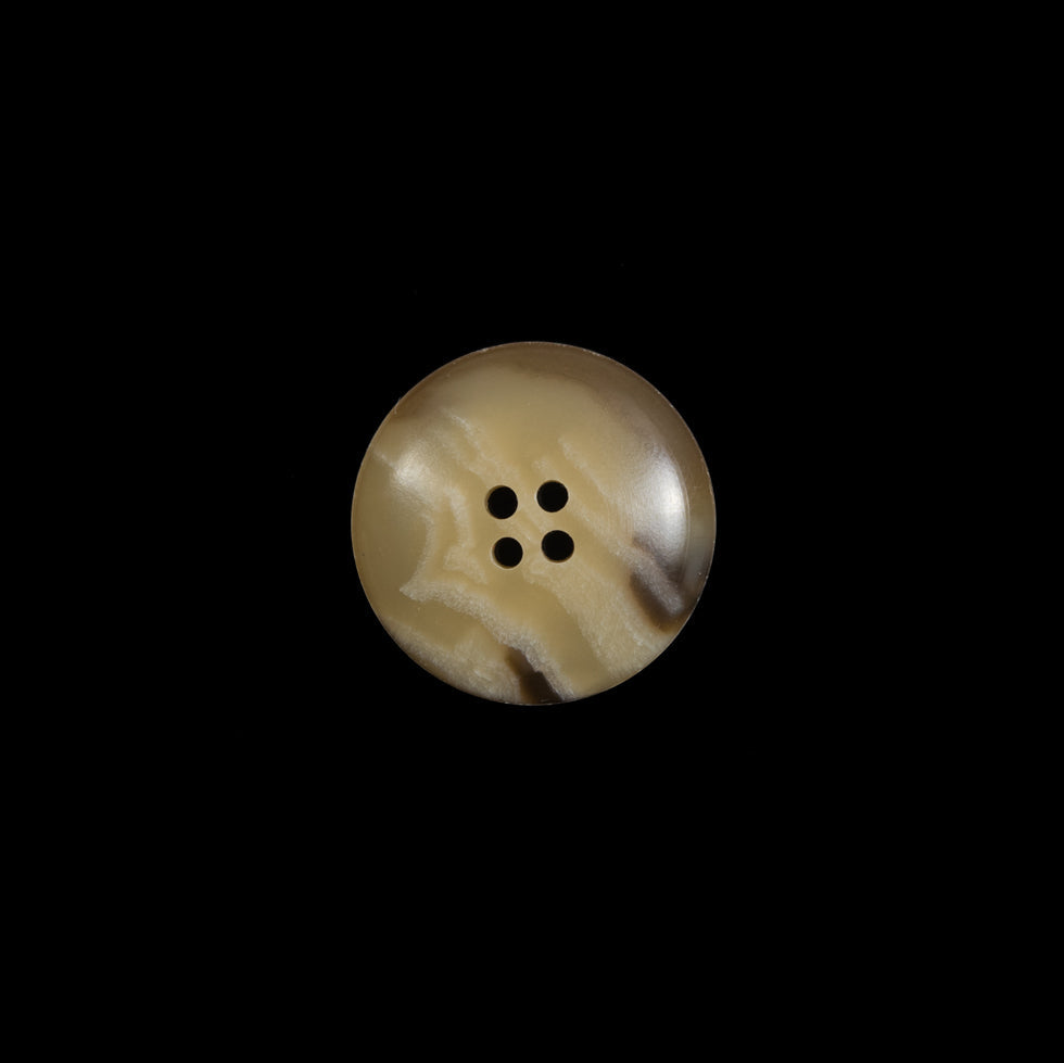 Tan and Brown Swirl 4-Hole Plastic Button - 24L/15mm